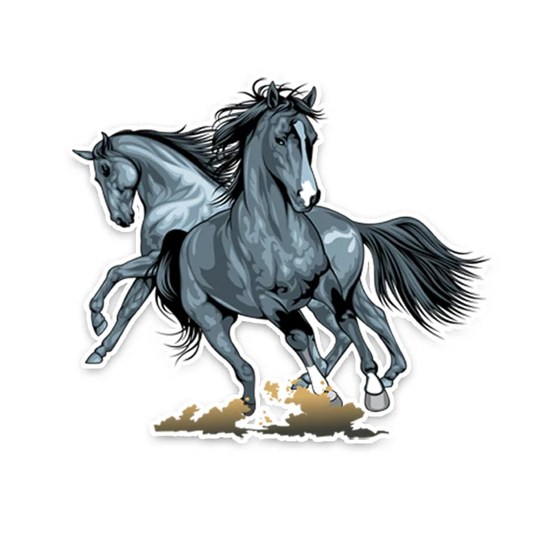 

16cmx14cm Two galloping horses Car-Sticker Automobiles Motorcycles Window Bumper Laptop Vinyl Decal PVC Decorative Goods
