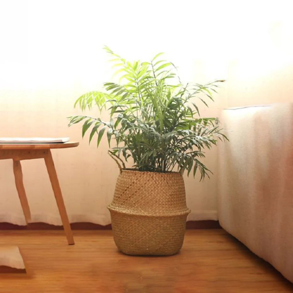 

Storage Basket Rattan Straw Basket Wicker Seagrasss Folding Laundry Flower Pot Flower Vase Home Garden Hanging Basket Wedding