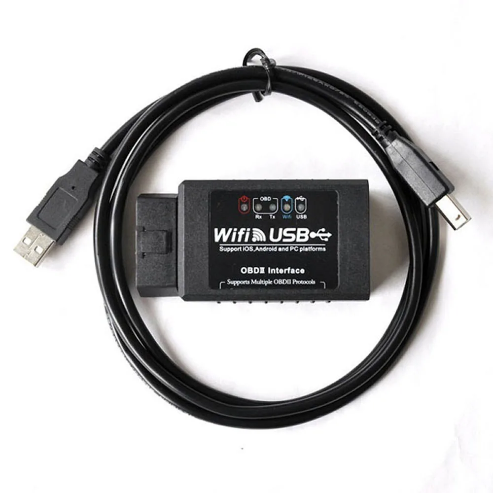 Новое обновление ELM327 WI-FI зарядных порта USB для автомобиля сканер Интерфейс OBD-II
