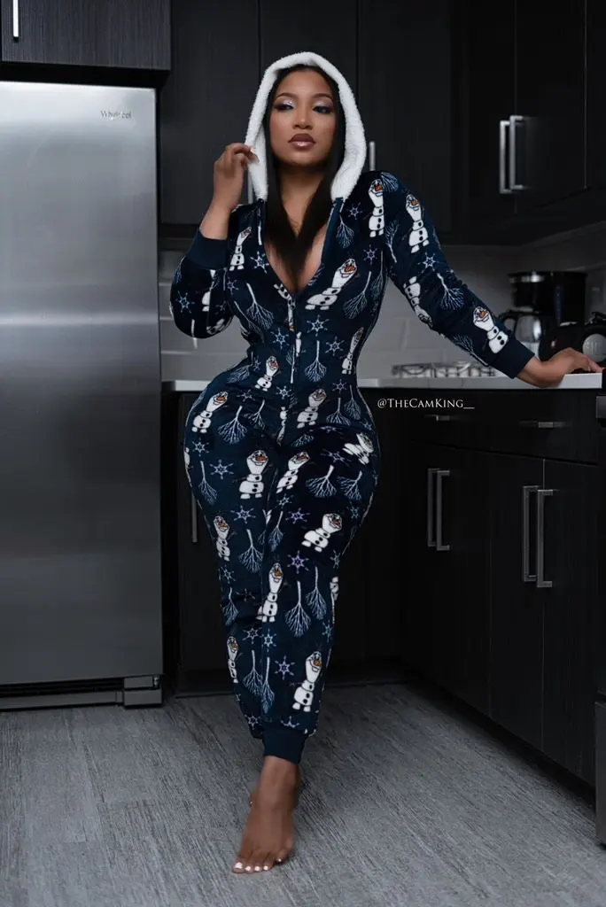 Рождественский Пижамный комбинезон с капюшоном для женщин зимняя теплая пижама