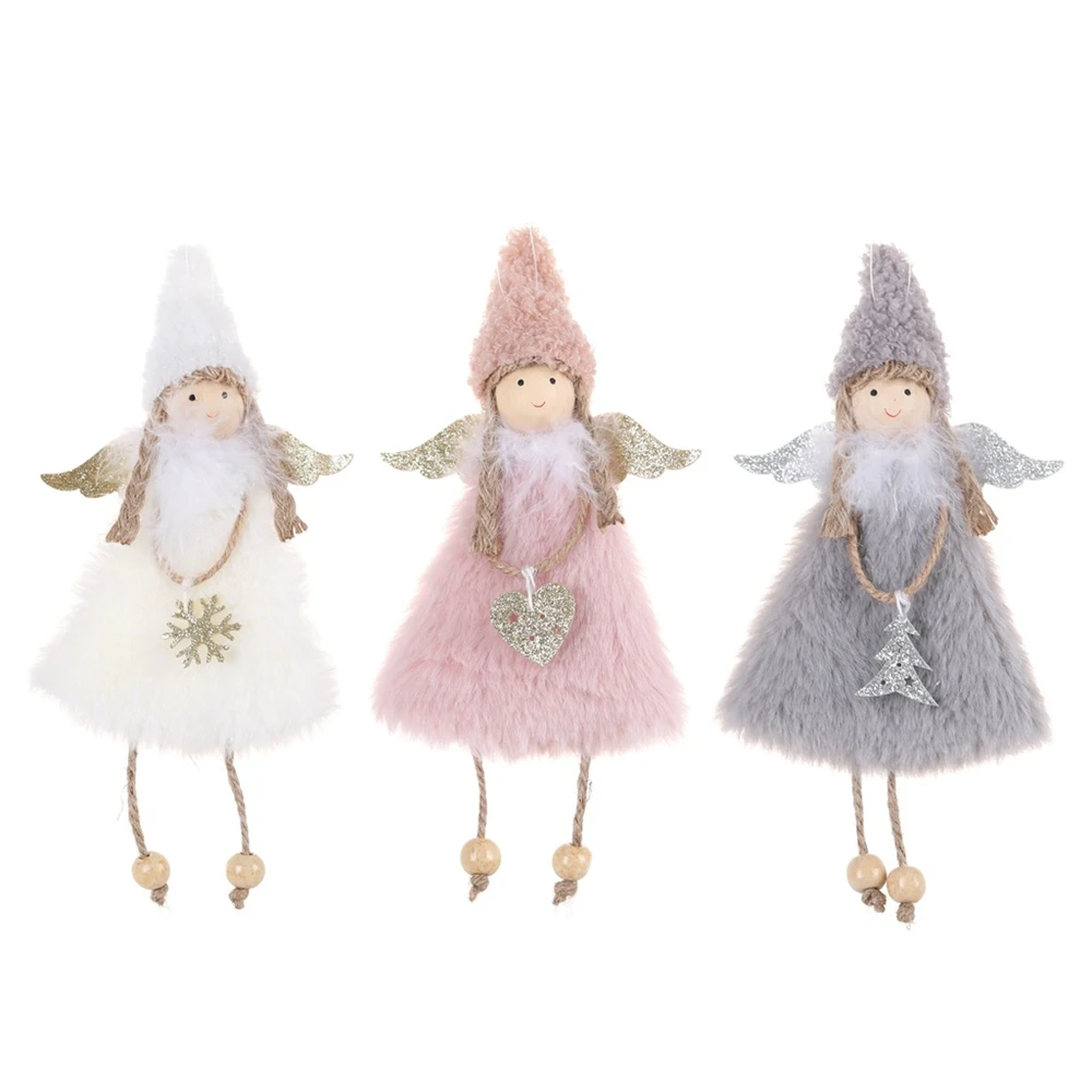 

Smile Face Plush Long Skirt Angel Doll Set Christmas Ornament Children Gift Dolls Toy Home Decoration Accessories