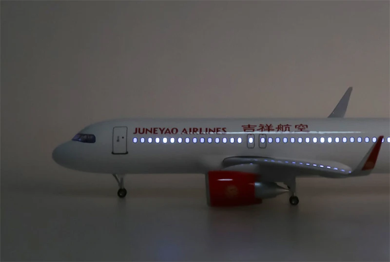 1/80 масштаб 47 см самолет Airbus A320 NEO JUNYAO авиакомпания модель светодиодный светильник и шасси колеса литой смолы коллекция выставки