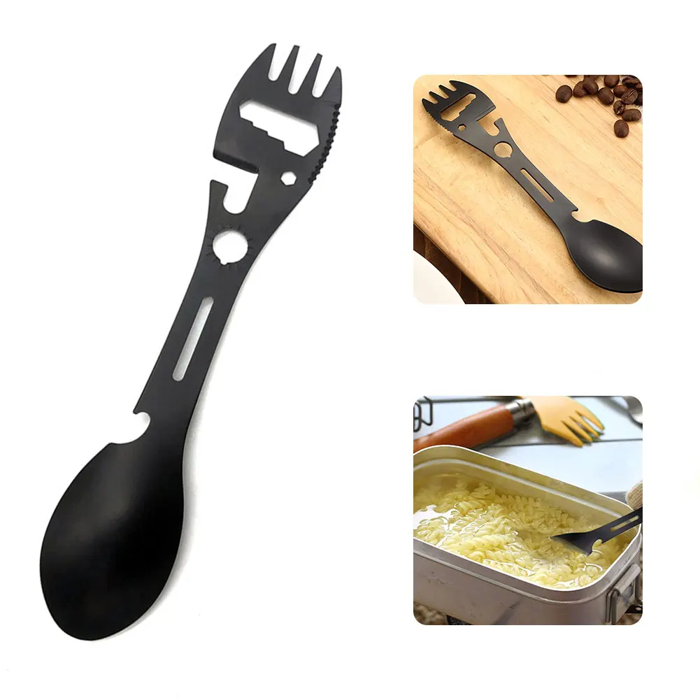 

Stainless Steel Spoon Fork Tableware Multifunctional Camping Fork Spoon 10-In-1 Portable Utensil Flatware Combo Functional Spork