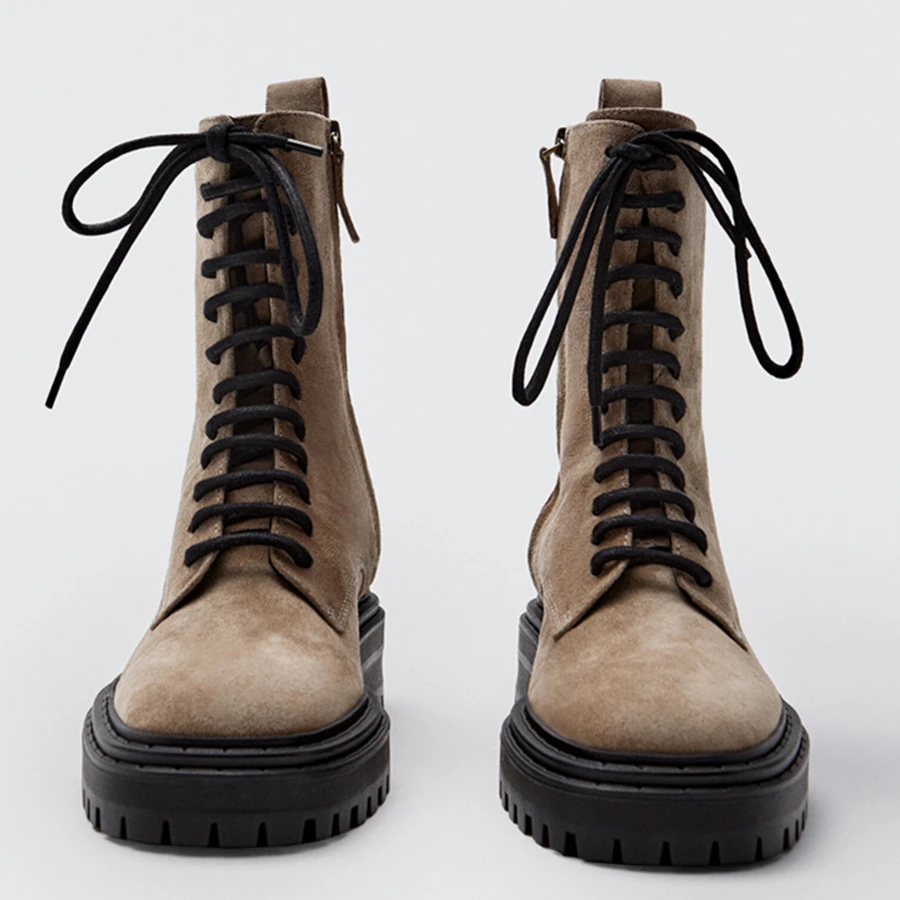 

Jenny&Dave Withered England High Street Vintage Side Of Zipper Cowhide Ankle Boot Winter Boots Mujer Shoes