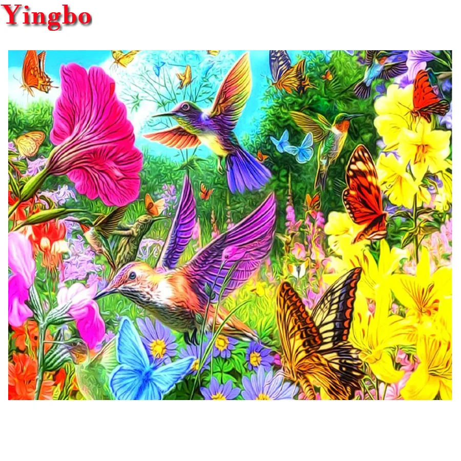 

5D Diy Diamond Painting Hummingbird flower Diamond Embroidery Cross Stitch Full Round Square Diamond Mosaic stickers decor