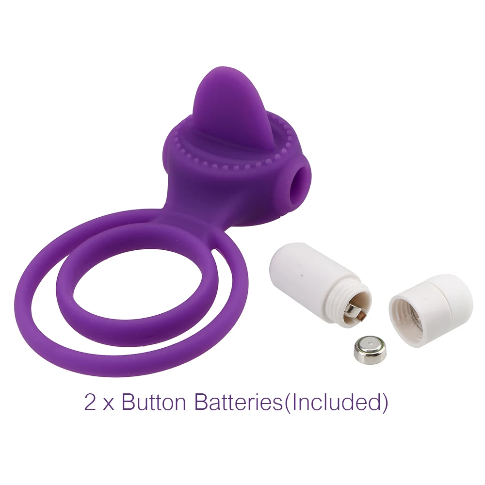 OLO Penis Ring Vibrating Tongue Licking Cock Vibrator Clit Stimulator Dual Pleasure Sex Toys for Men Male | Красота и здоровье