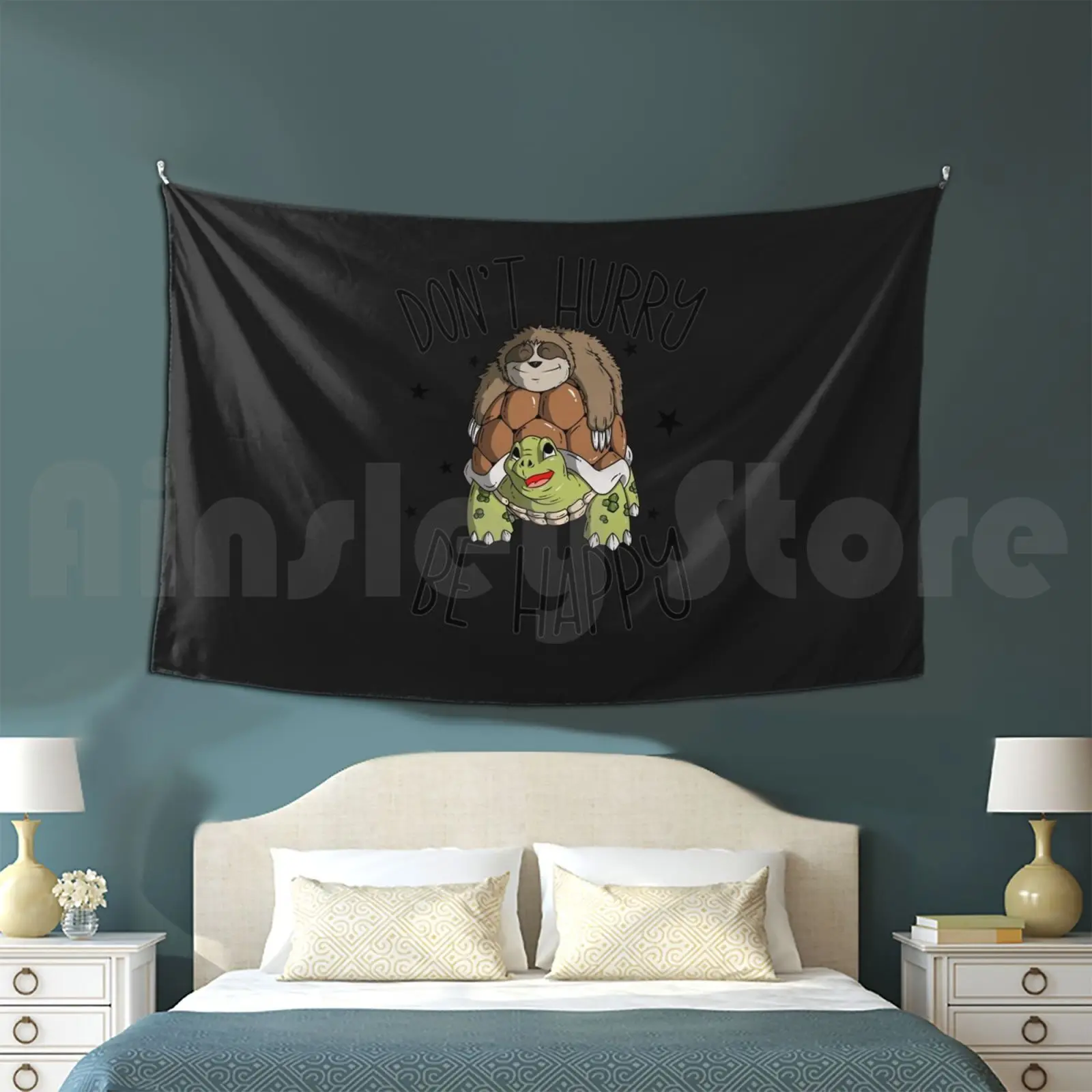 Speed Is Relative Sloth Riding Tortoise Tapestry Living Room Bedroom Sloth Riding Turtle Sloth Riding Turtle Tortoise Speed