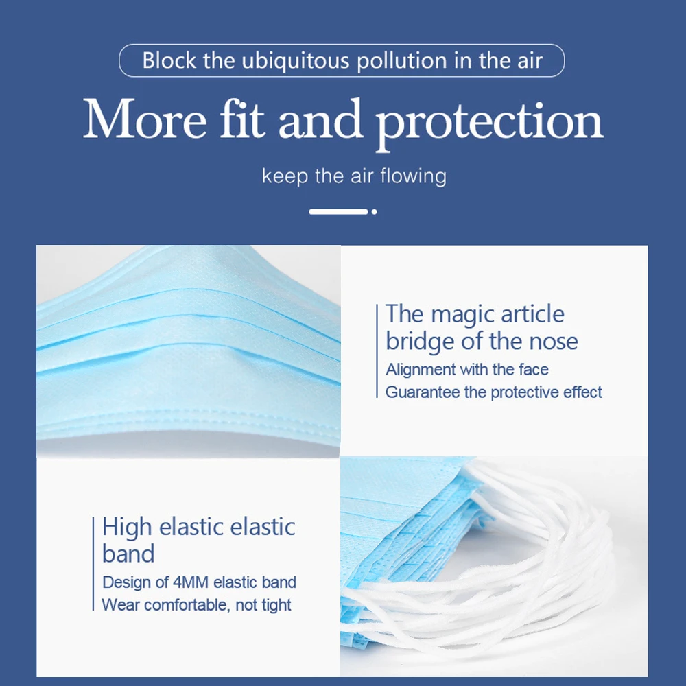 50/100 шт черный трехуровневая защита нетканые одноразовые маски со ртом для лица