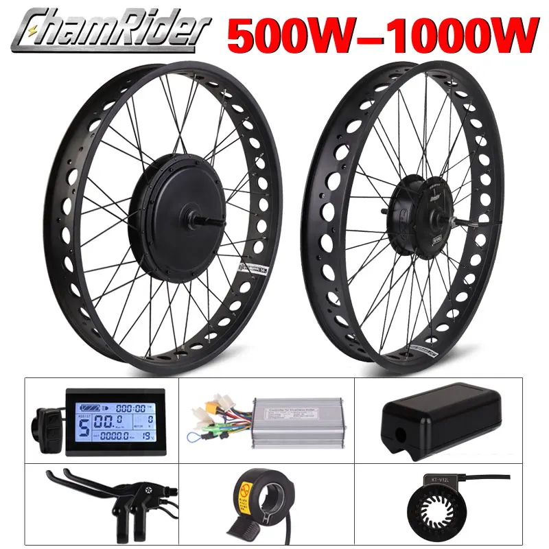 Günstig Fett Bike Vorderrad Elektrische Fahrrad Kit 48V 1000W Schnee Bike Conversion Kit 4,0 Rad Bafang MXUS Hub Motor 20 Zoll 26 Zoll