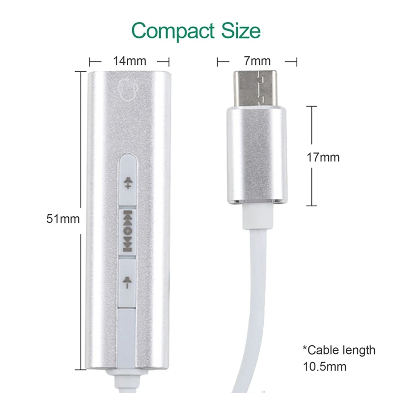 Внешний Usb-C/Тип-C звуковая карта 3 5 мм Jack Hi-Fi ic голосовой 7 1 канала вывода конвертер