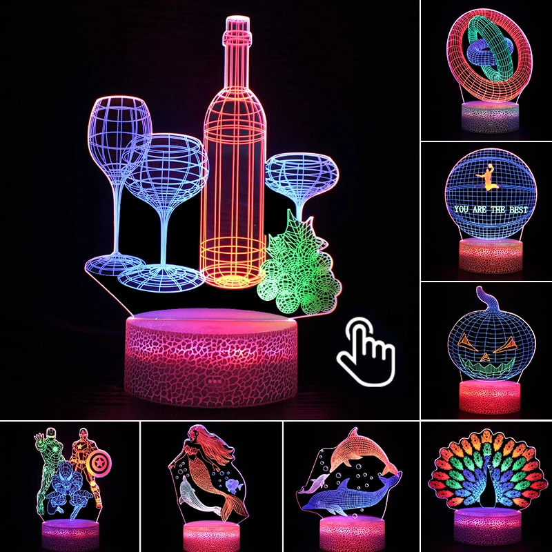 3D ночной Светильник акриловый Футбол Баскетбол настольная лампа атмосферу для