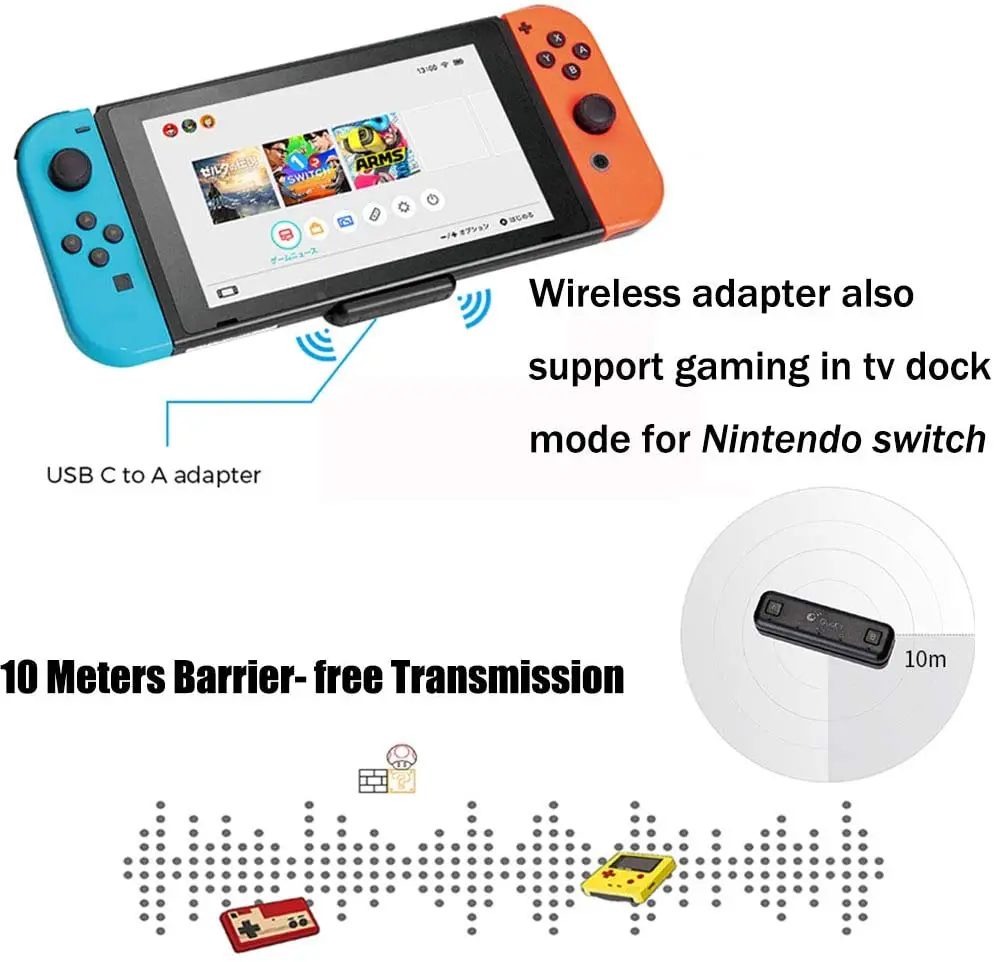 Передатчик Аудио Nitend с Bluetooth адаптер низкой задержкой для Nintendo Switch Lite PC PS4