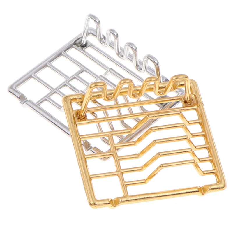 

1Pc 1:12 Doll House Miniature Dish Shelves Kitchen Toy For Family Collectible Sliver Gold