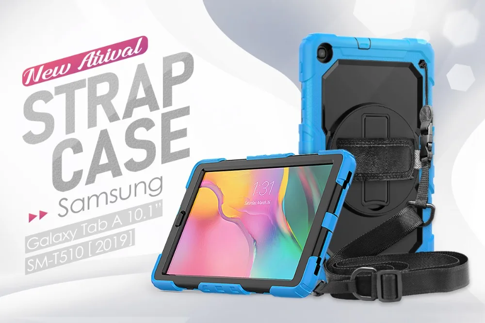 360 Вращающийся чехол для Samsung Galaxy Tab A 10,1 T510 T515 SM-T510 SM-515 чехол для планшета с ремешком на плечо+ ручка+ пленка