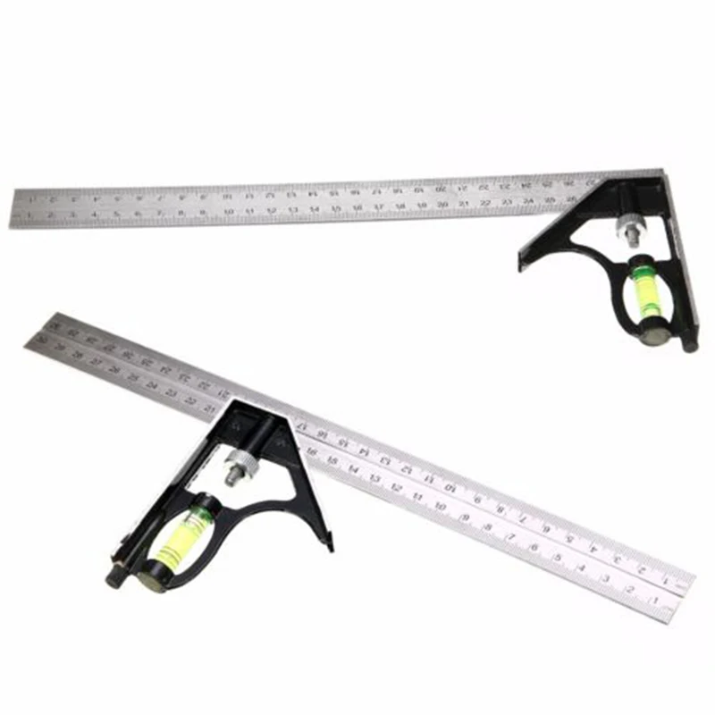 

90° 300mm Combination Angle Square Metric Adjustable Ruler Level Gauge Tool Stainless Steel Angle Ruler Level Tools