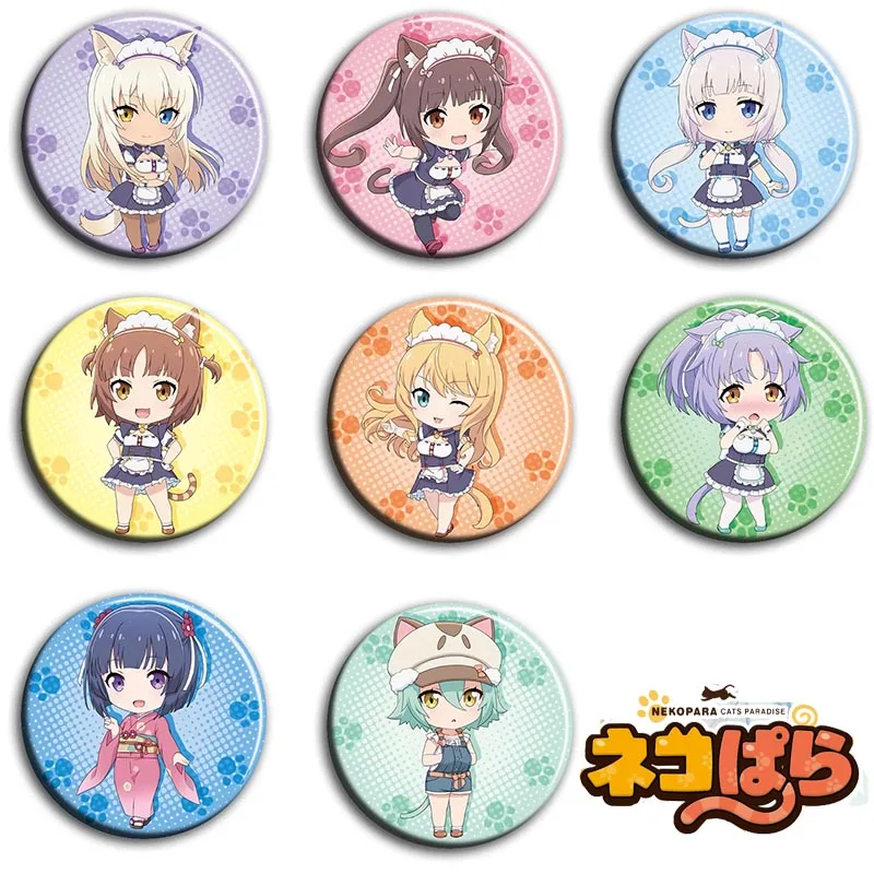 Japanese Anime NEKOPARA Chocola Vanilla Azuki Maple Cinnamon Coconut Cosplay Badge Cartoon Garniture Itabag DADGE Brooch Pin Toy