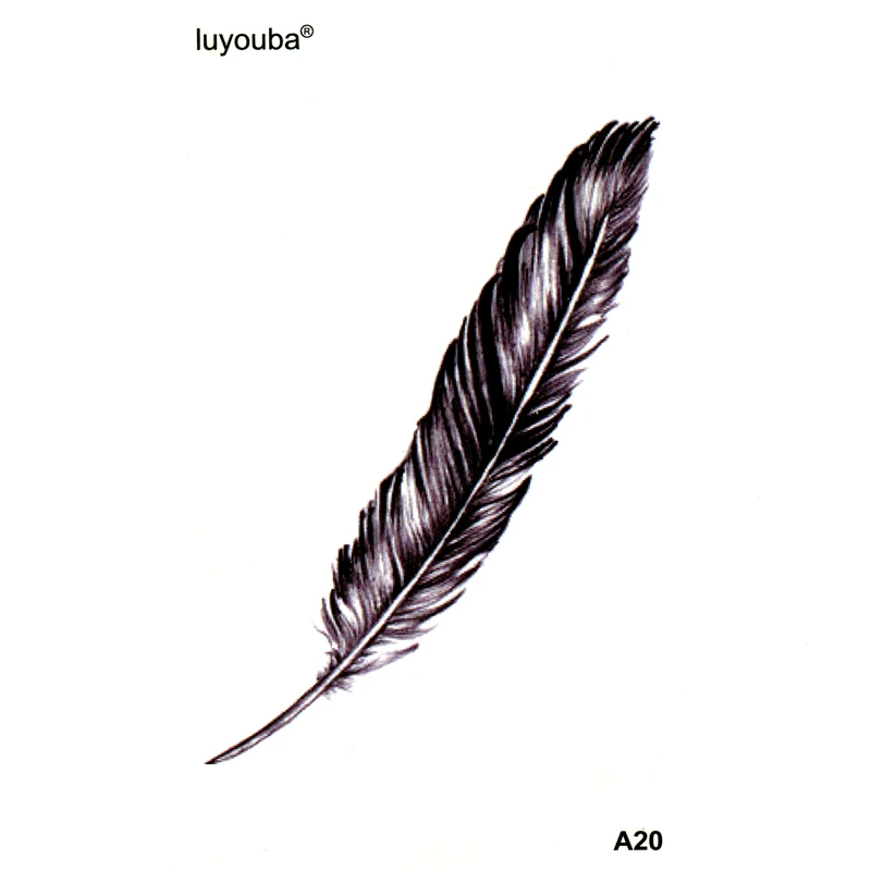 Черная Временная тату наклейка с перьями поддельные татуировки и боди арт