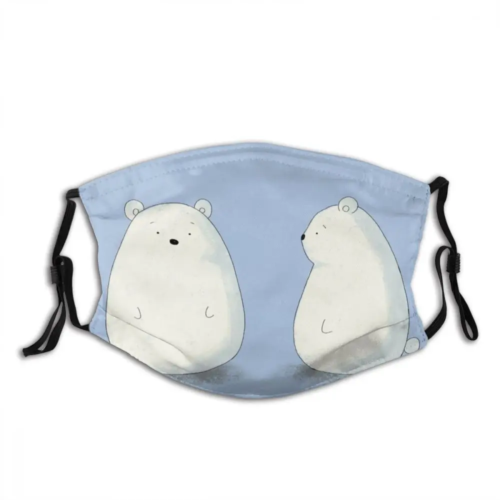 

Cartoon Bear Animal Non Disposable Mouth Face Mask with Filters Anti Wind Dustproof Polyester Protection Cover Muffle for Adult