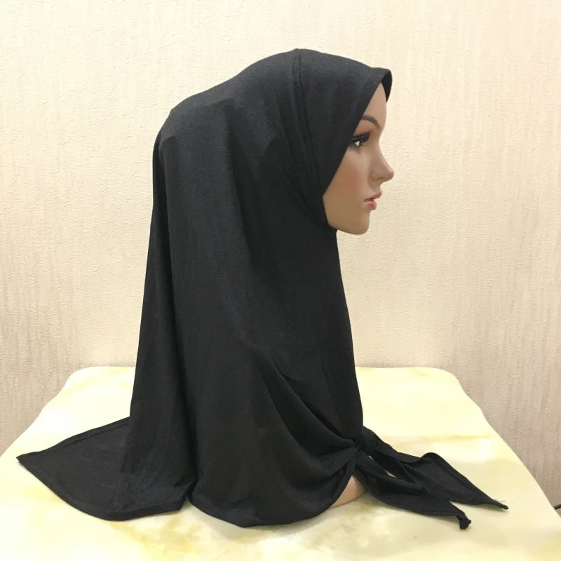 H1342 latest elastic fabric muslim hijab back triangular islamic scarf muslim amira hijab instant aravbic hats
