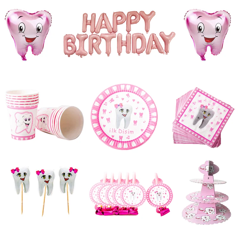 Набор одноразовой посуды для вечеринки Baby Shower розовая бумажная тарелка чашка First