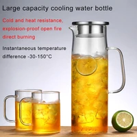 cold glass water bottle jar kettle transparent large capacity heat resistant coffee pot with handle teapot pitchers 1 5l 1 2l