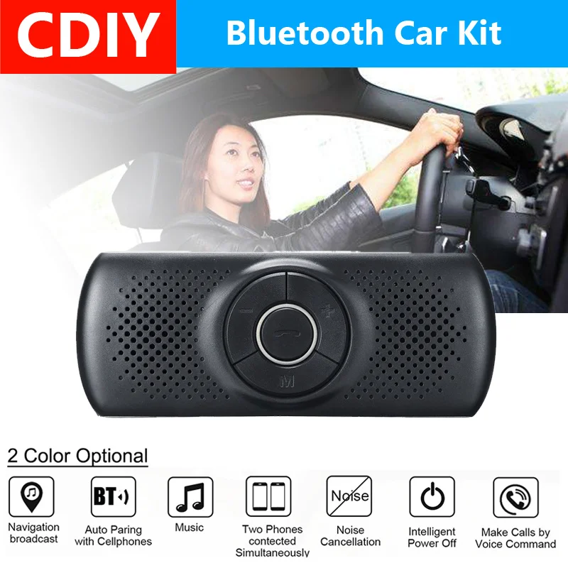 Wireless bluetooth Car Kit Set Handsfree Speakerphone Multipoint Sun Visor Speaker For Phone Smartphones Charger Hands Free | Автомобили и