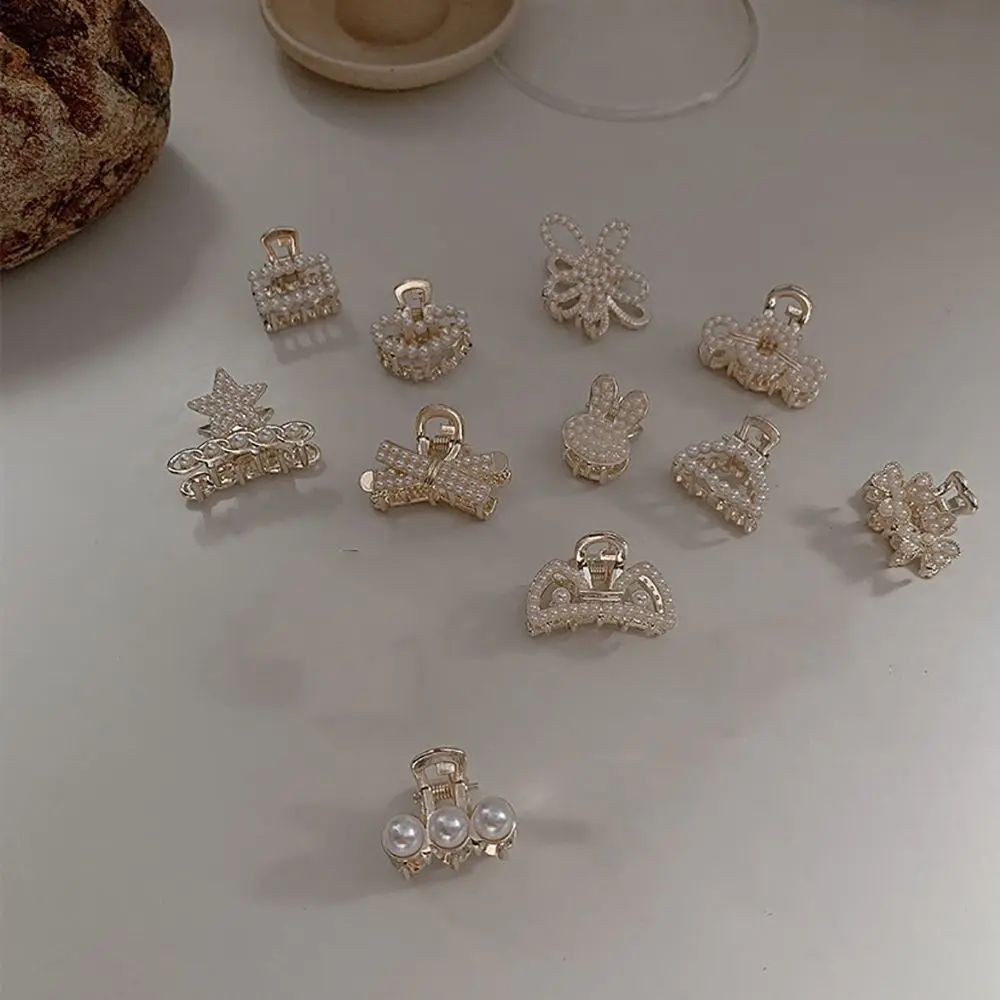 

Korean Pearl Hair Claw Hair Jewelry Women's Alloy Geometric Rabbit Flower Small Grab Clip Hair Accessories For Girls