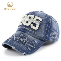 hssee official authentic fishing cap breathable comfort cotton men baseball cap truck driver denim cloth hat sports accessories