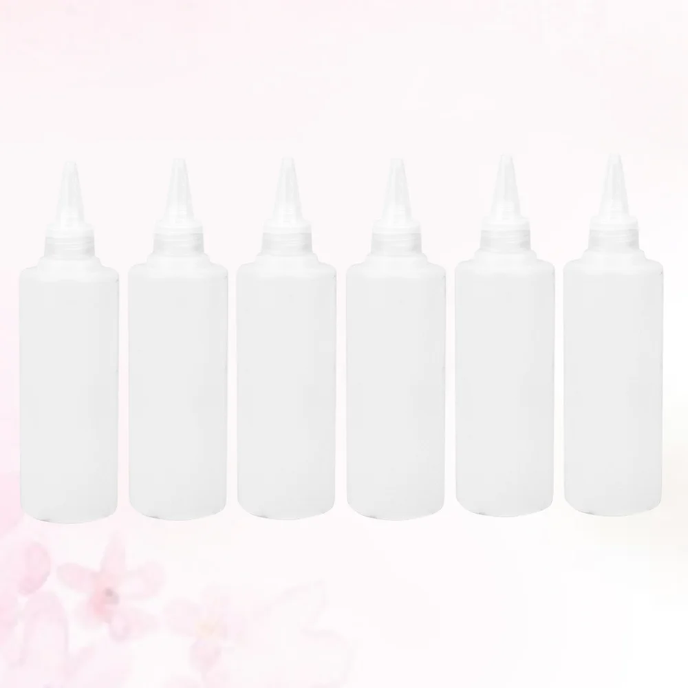

6pcs 250ml Tip Applicator Bottle Squeeze Bottle Clear Liquid Dispenser (White)