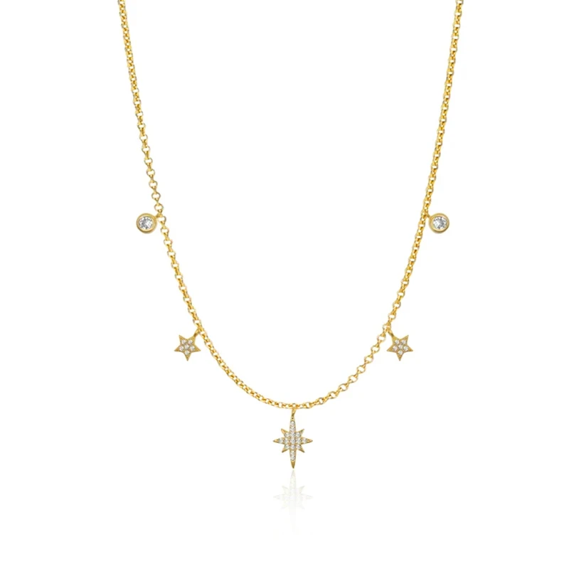 

CANNER 2021 Ins Style Necklace For Women Chain Necklace Real 925 Sterling Silver Pendant Chain 18K Jewelry Inlaid Diamond Joyero