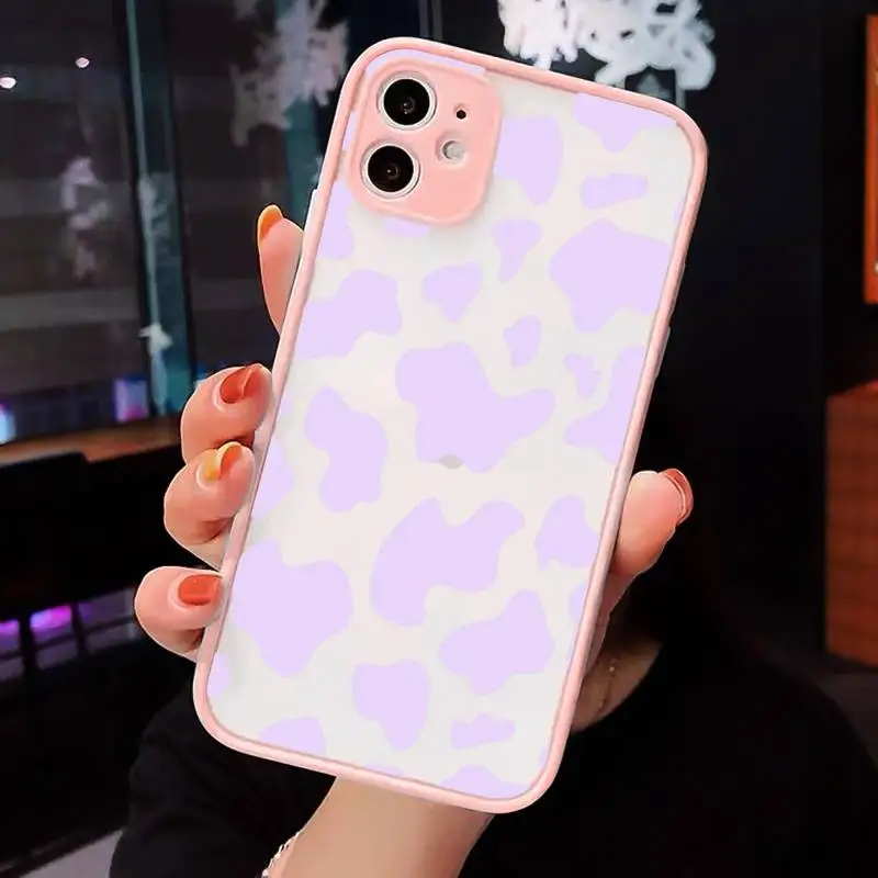 

Cow color Print fashion Pattern texture Phone Case Matte Transparent for iPhone 7 8 11 12 s mini pro X XS XR MAX Plus cover