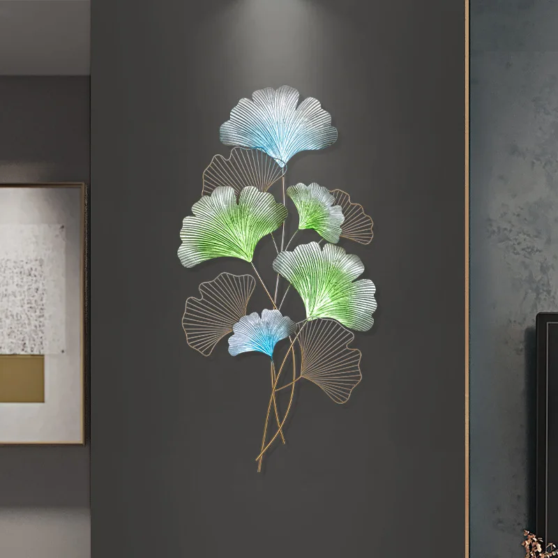 

Luxury Iron Art Ginkgo Biloba Three-dimensional Wall Hanging Simple Living Room Dining Room Background Pendant Decoration