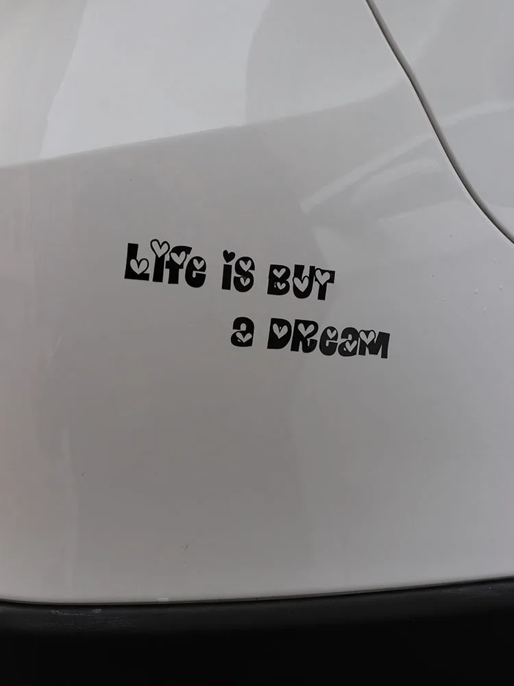

ZTTZDY 14CM*4.5CM Life Is But A Dream Vinyl Words Car Sticker Decal Black Silver ZJ2-0091
