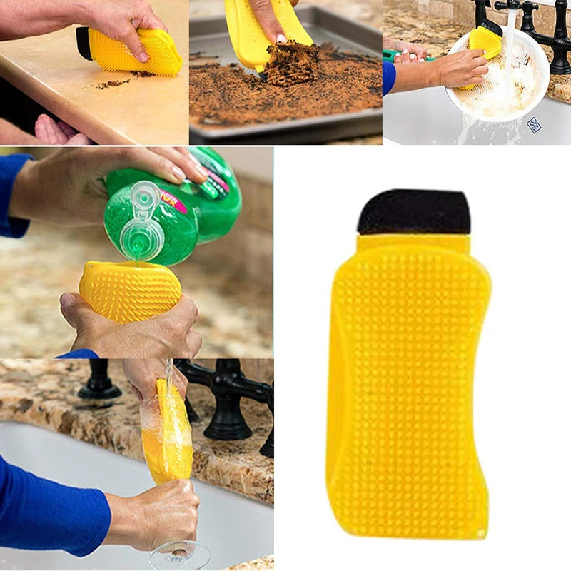 3 в 1 многофункциональная силиконовая щетка для мытья кухонной губки чаши