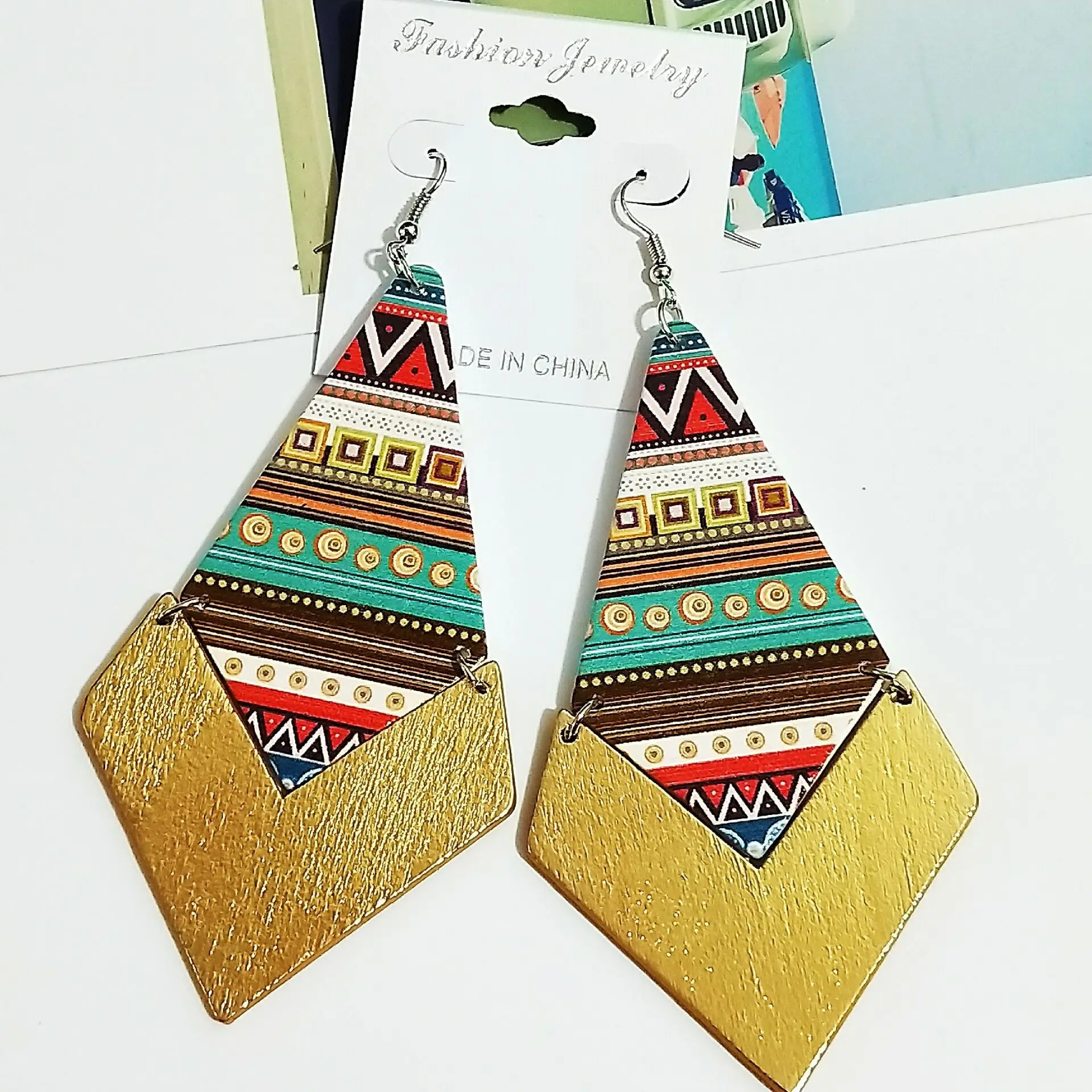 Африканские деревянные черные африканские серьги винтажные богемные вечерние