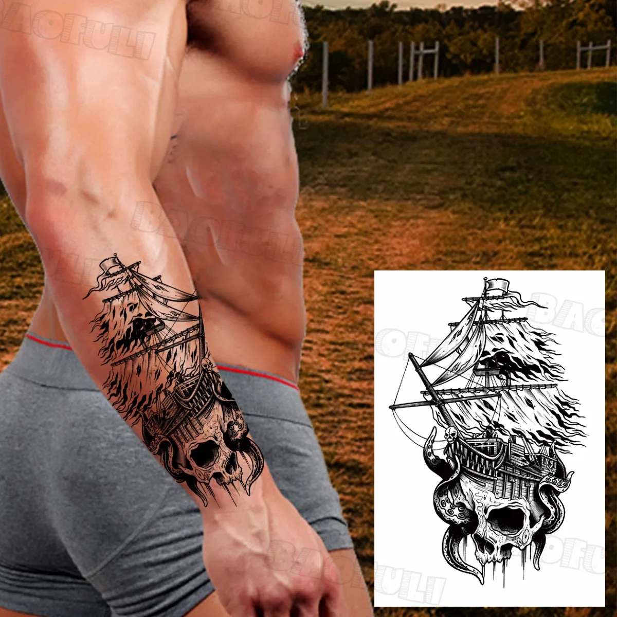 Временные татуировки для мужчин и женщин клоун Мамба змея пиратский череп