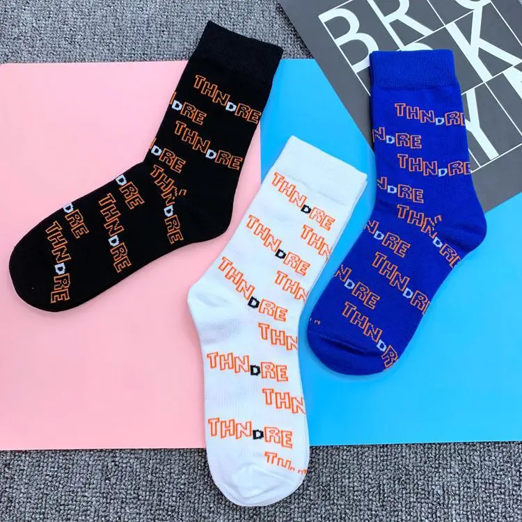Модные хлопковые носки до середины голени для взрослых THN RE ORE THNDRE THNRE Capital Italic с