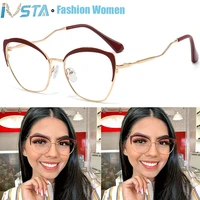 ivsta women glasses myopia prescription eyewear retro fashion for sight luxury brand spectacle frame cat eye glasses gold 06657