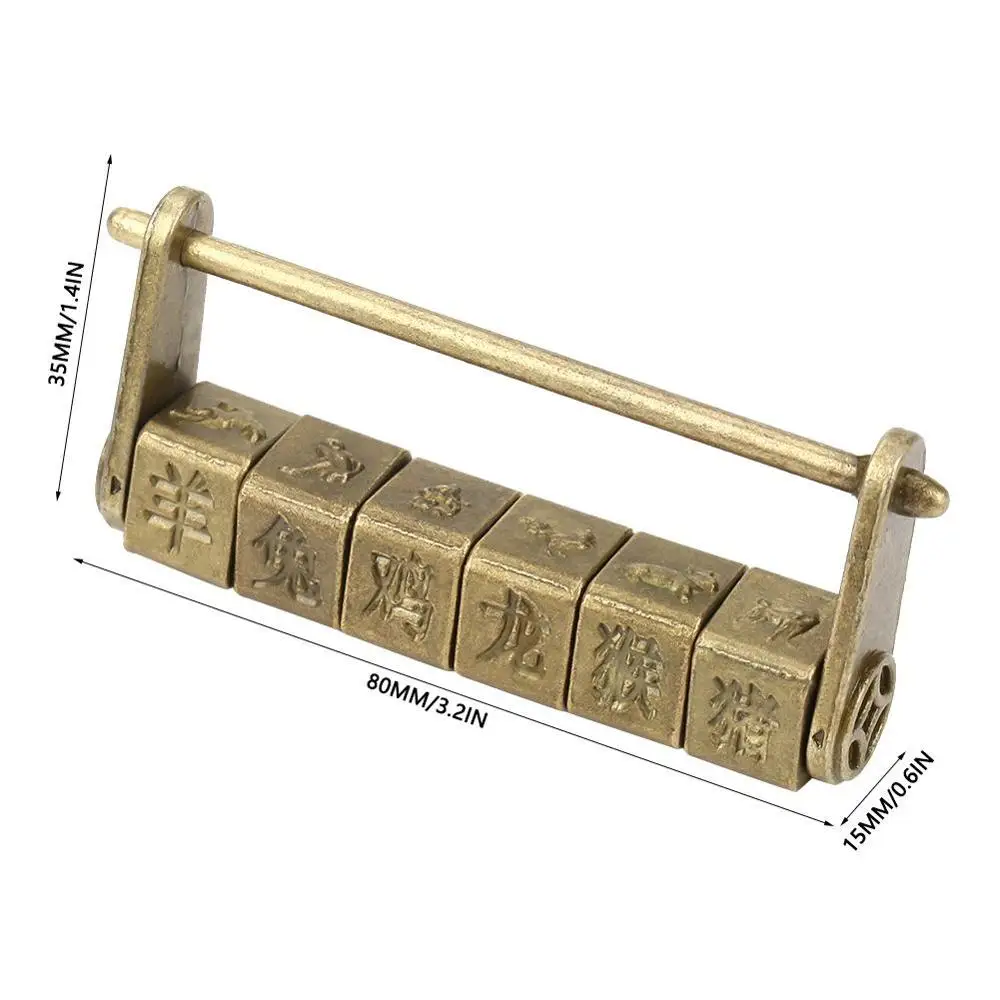 Классические антикварные цинковые китайские символы кодовый замок крафтовое