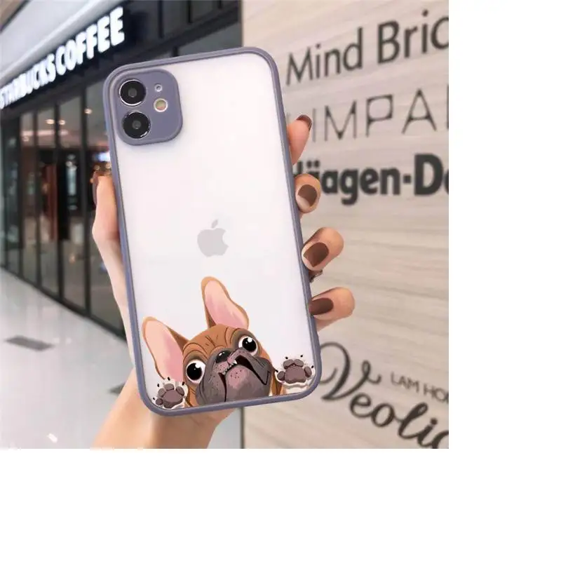 

Dog French Bulldog cute animal luxury Phone Case funda matte transparent For iphone 7 8 11 12 plus mini x xs xr pro max cover