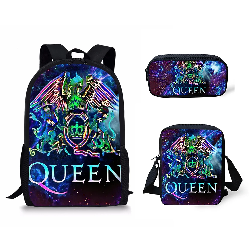 HaoYun Children School Bags Queen band Bohemian Rhapsody Print Large Shoulder Backpack 3Pcs/set Students Bookbag Kids Custom