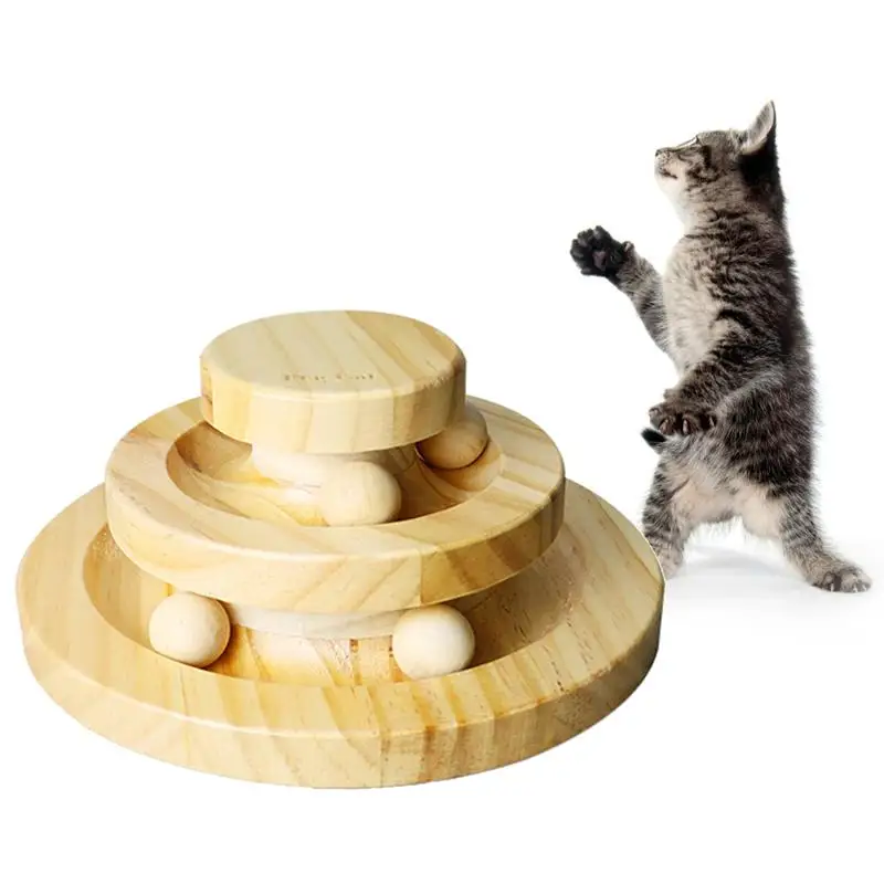 Деревянные игрушки для кошек Интерактивная игрушка трехслойная Поворотная