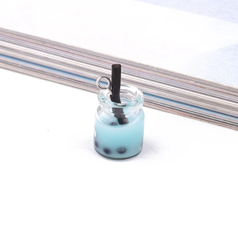 10pcs/Pack Cute Mini Pearl Milk Tea Bottle Food Charms Resin Simulation Drink Earrings Keychains Bracelet Pendants Jewelry Make - купить по
