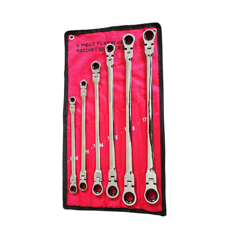 6pcs Flexi-Head Ratchet Spanner Set-Extra Aviation Wrench Long 72Tooth
