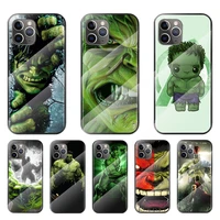 marvel hulk for apple iphone 12 11 8 7 6 6s xs xr se x 2020 pro max mini plus tempered glass cover phone case