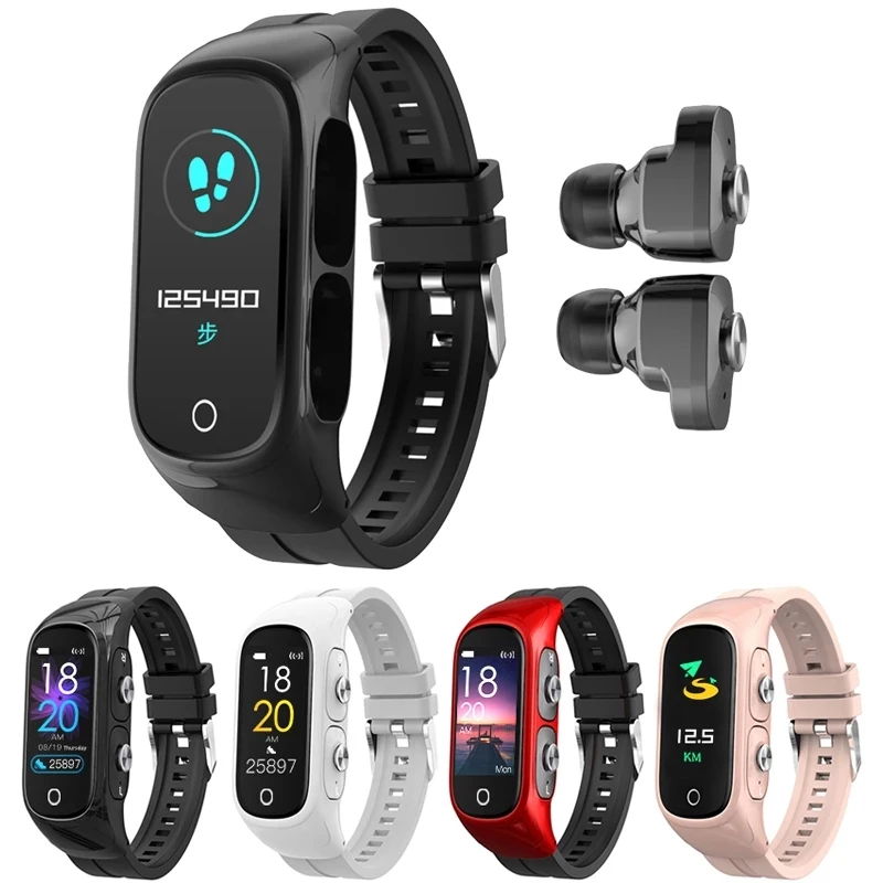 N8 умные часы 2 в 1 Многофункциональные Беспроводные TWS Bluetooth наушники браслет