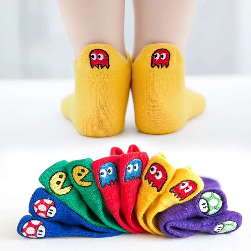 Calcetines divertidos de algod&oacute;n para ni&ntilde;os y adolescentes, medias de malla con lazo de caramelo, 5 pares-3