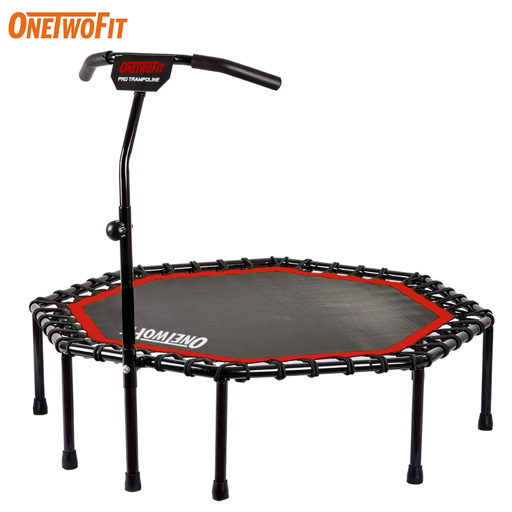 ONETWOFIT Octagonal Trampoline for Kids Adults Elastic Rope Muted Jumping Bed with Adjustable Handrail Fitness Equipment Sport | Спорт и