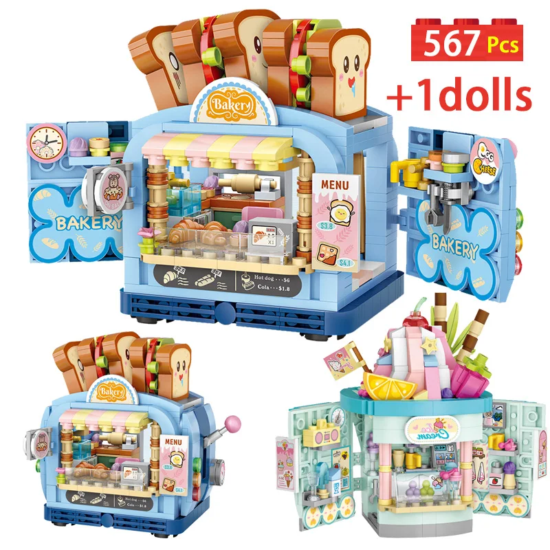 

Конструктор Мини-город, улица, вид, дом с мороженым, строительные блоки, магазин друзей, архитектура, фигурки, кирпичи, игрушки для детей, под...