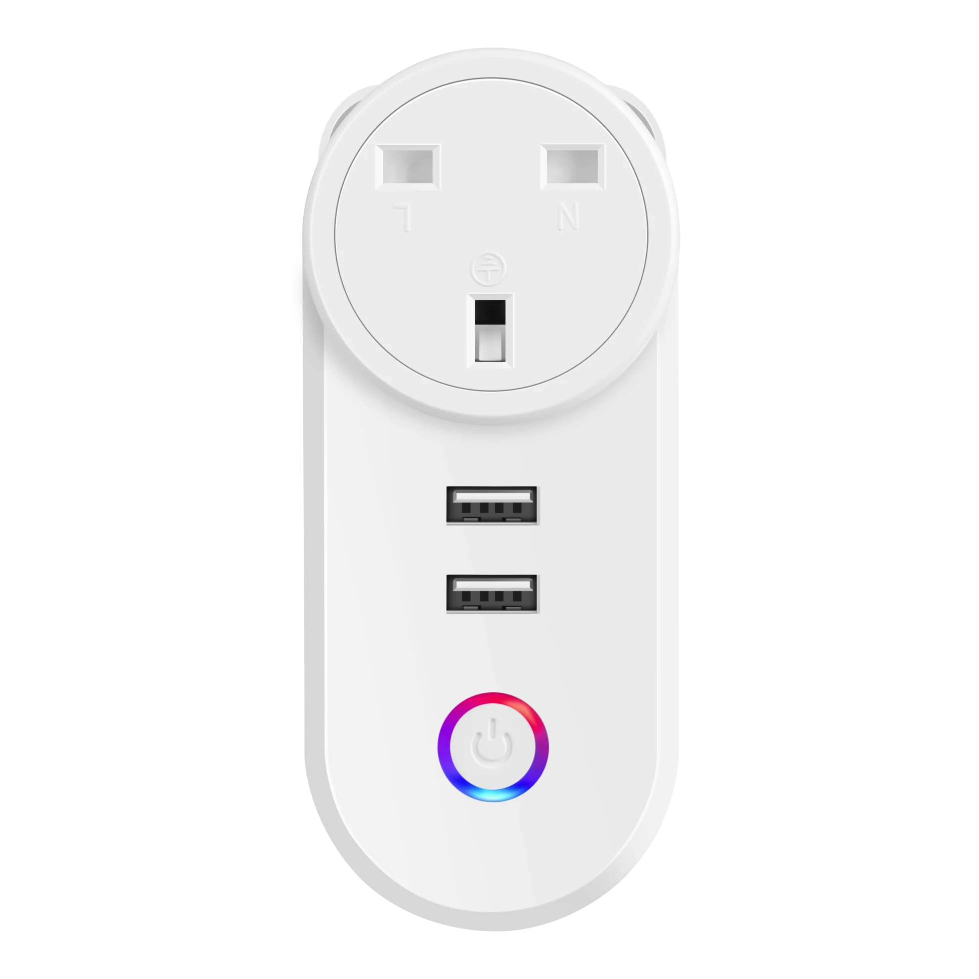 UK plug Умная розетка USB, умная розетка WiFi, пульт дистанционного управления, таймер, два выхода USB, голосовое управление, работает с приложением Google Home Alexa Tuya - Цвет: UK plug